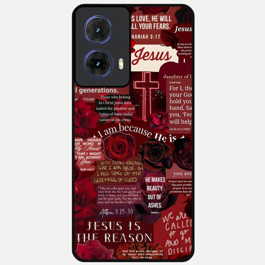  Jesus Love Heals Glass Case For Moto G85 back cover – full design glossy printed glass finish