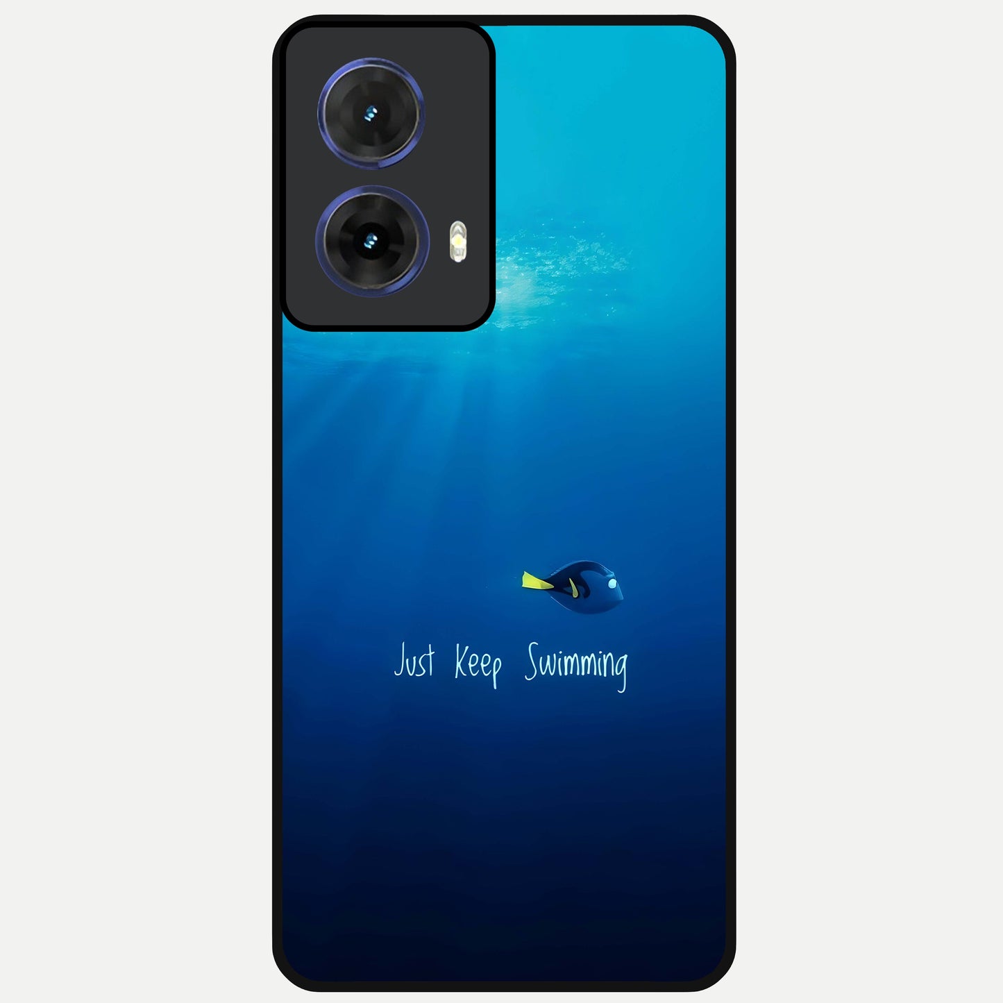  Just Keep Swimming Glass Case For Moto G85 back cover – full design glossy printed glass finish