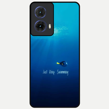 Just Keep Swimming Glass Case For Moto G85 back cover – full design glossy printed glass finish