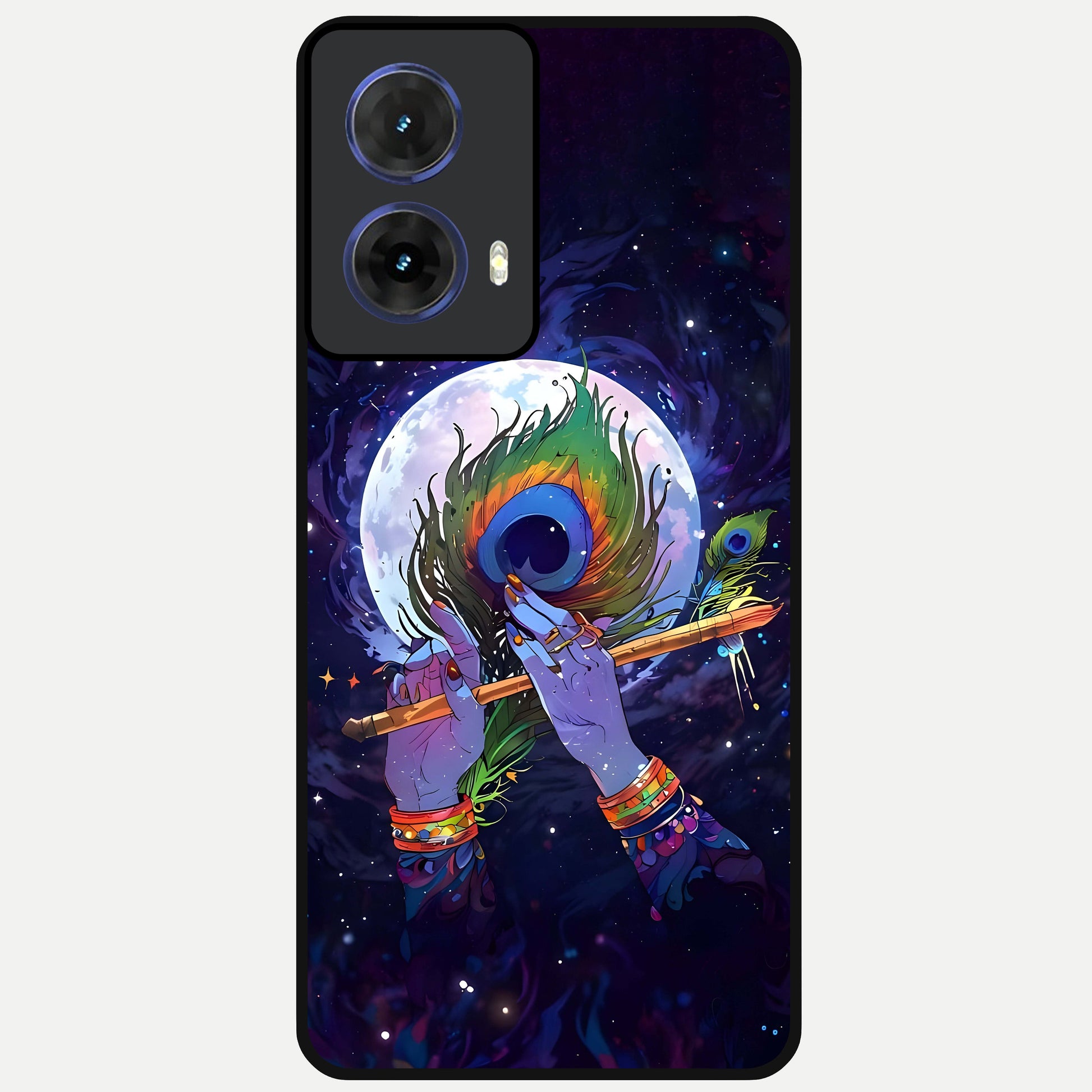  Krishna Hands Art Glass Case For Moto G85 back cover – full design glossy printed glass finish