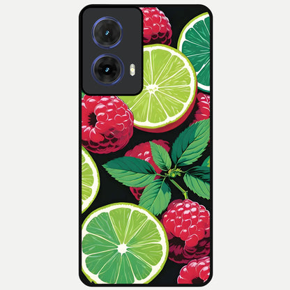  Lime and Raspberry Pattern Glass Case For Moto G85 back cover – full design glossy printed glass finish
