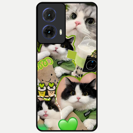  Matcha Cats Mood Glass Case For Moto G85 back cover – full design glossy printed glass finish