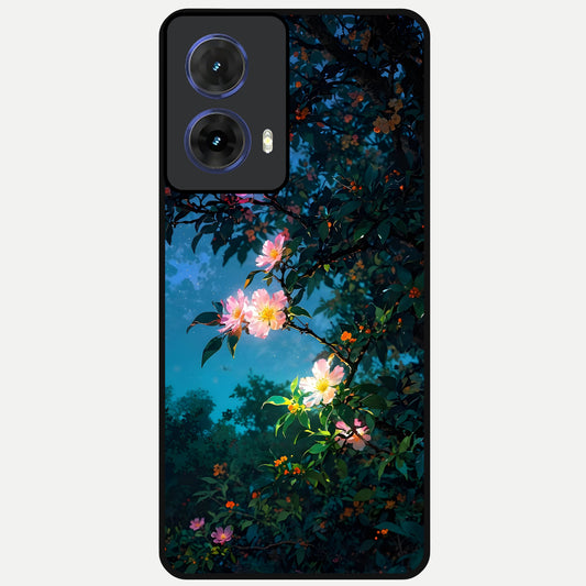  Midnight Bloom Glow Glass Case For Moto G85 back cover – full design glossy printed glass finish