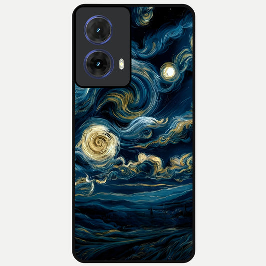  Midnight Sky Whirl Glass Case For Moto G85 back cover – full design glossy printed glass finish