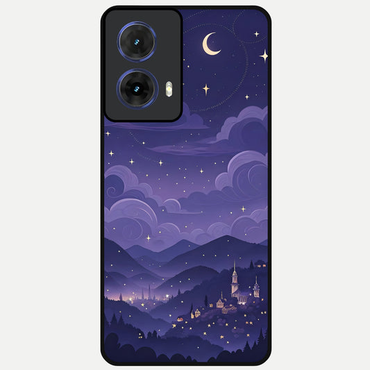  Minimal Night View Glass Case For Moto G85 back cover – full design glossy printed glass finish