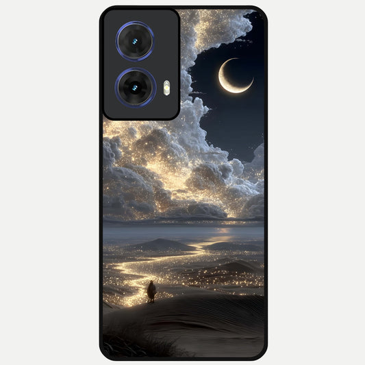  Moonlight Spark Path Glass Case For Moto G85 back cover – full design glossy printed glass finish
