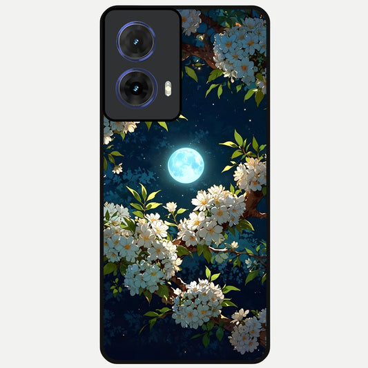  Moonlit Blossom Dream Glass Case For Moto G85 back cover – full design glossy printed glass finish