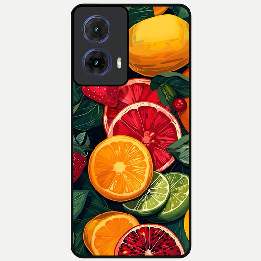  Multiple Fruits Glass Case For Moto G85 back cover – full design glossy printed glass finish