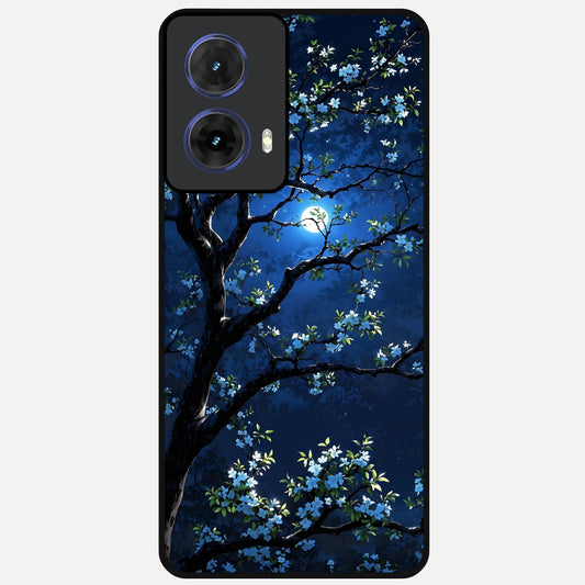  Mystic Floral Night Glass Case For Moto G85 back cover – full design glossy printed glass finish