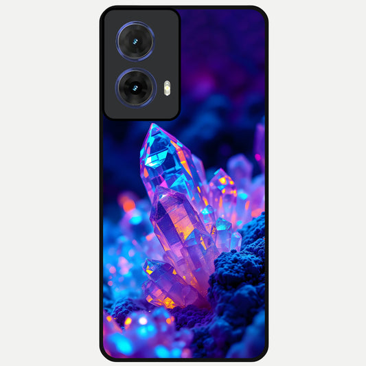  Neon Aura Shards Glass Case For Moto G85 back cover – full design glossy printed glass finish