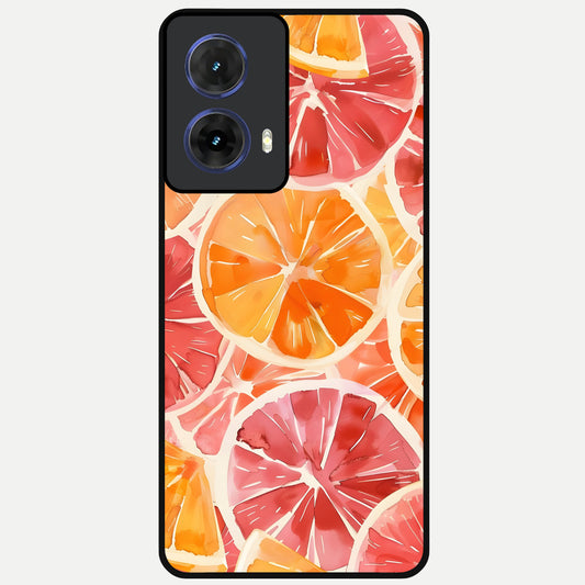  Orange Fruits Pattern Glass Case For Moto G85 back cover – full design glossy printed glass finish