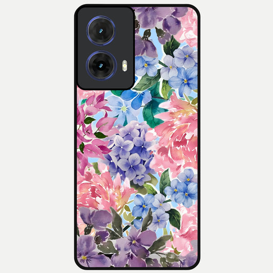  Pastel Floral Mix Glass Case For Moto G85 back cover – full design glossy printed glass finish