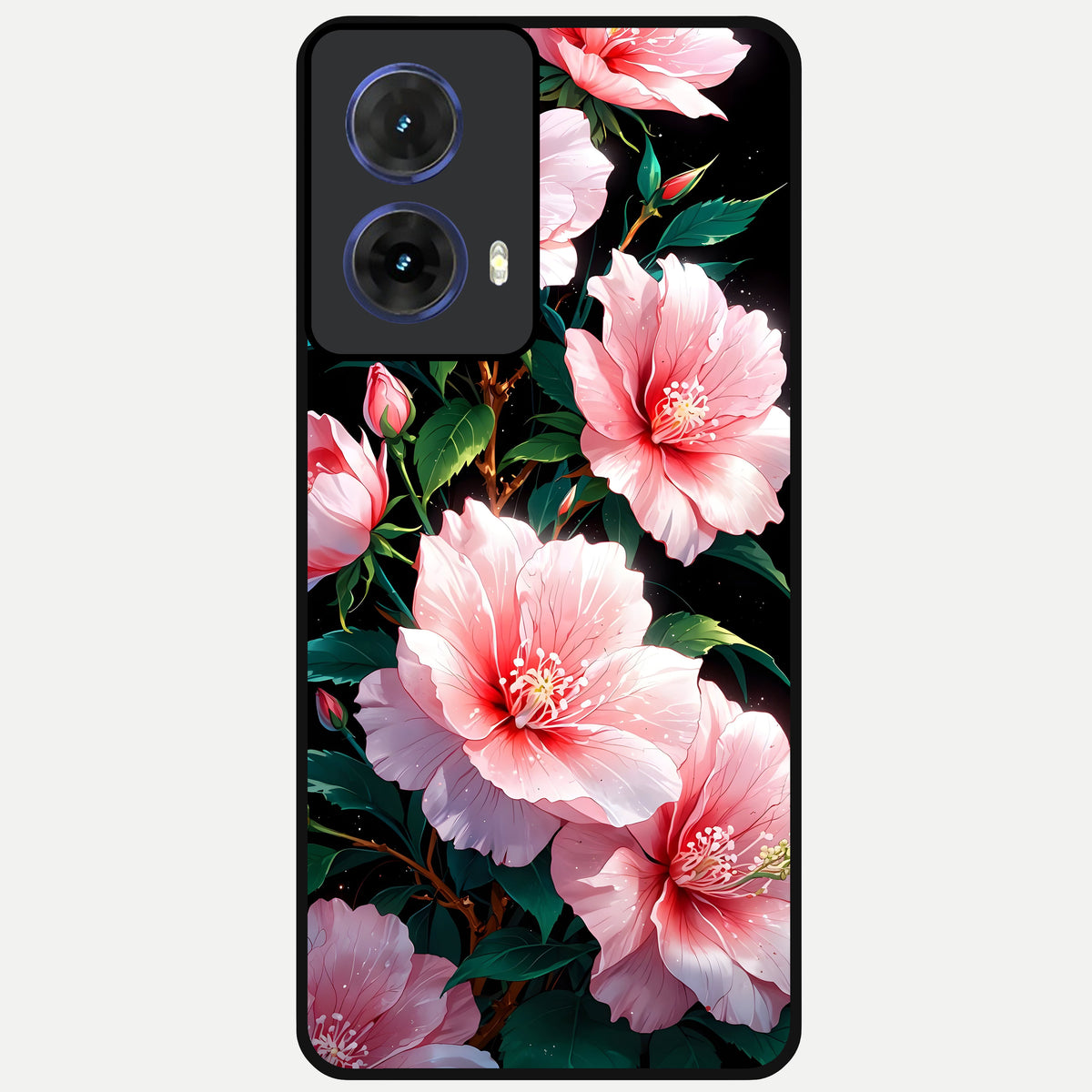  Peach Flower Glass Case For Moto G85 back cover – full design glossy printed glass finish