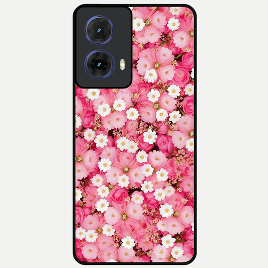  Pink Daisy Bliss Glass Case For Moto G85 back cover – full design glossy printed glass finish