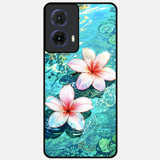  Pink Flowers in Water Glass Case For Moto G85 back cover – full design glossy printed glass finish