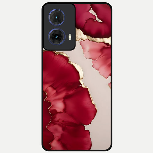  Pink And White Marble Glass Case For Moto G85 back cover – full design glossy printed glass finish