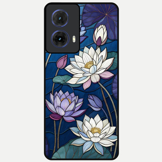  Purple Lotus Stained Glass Case For Moto G85 back cover – full design glossy printed glass finish