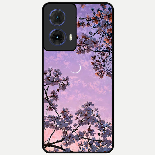  Purple Serenity Moon Glass Case For Moto G85 back cover – full design glossy printed glass finish