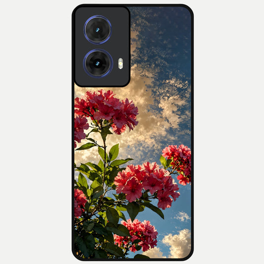  Red Bloom Skies Glass Case For Moto G85 back cover – full design glossy printed glass finish