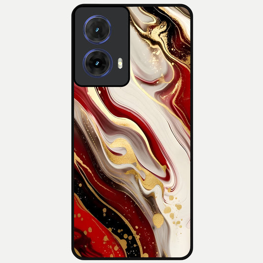  Red And White Marble Glass Case For Moto G85 back cover – full design glossy printed glass finish