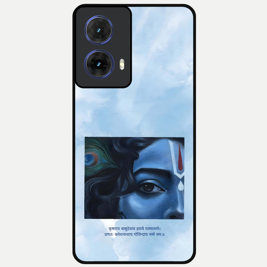  Spiritual Krishna Glass Case For Moto G85 back cover – full design glossy printed glass finish