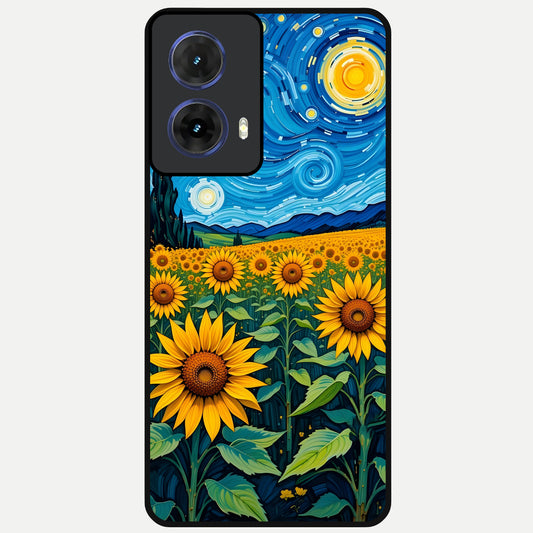  Starry Sunflower Dreams Glass Case For Moto G85 back cover – full design glossy printed glass finish