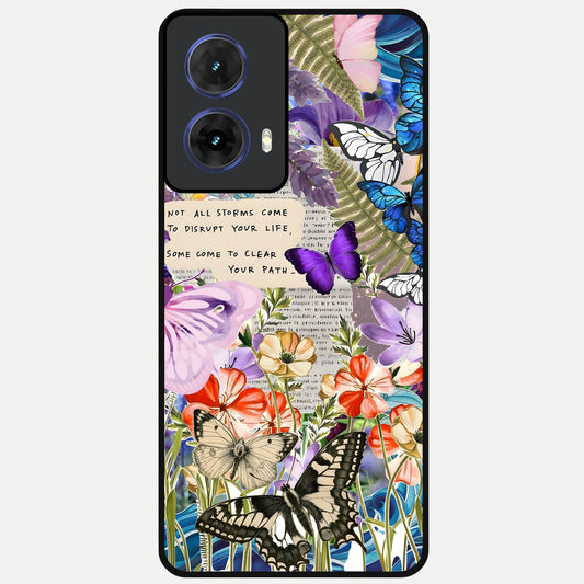  Storm Path Bloom Glass Case For Moto G85 back cover – full design glossy printed glass finish