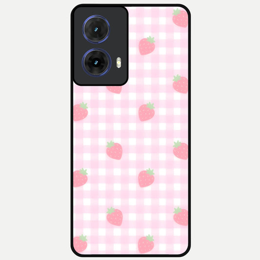  Strawberry Picnic Love Glass Case For Moto G85 back cover – full design glossy printed glass finish