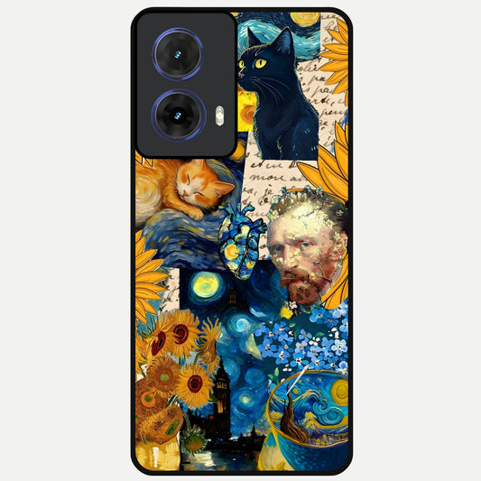  Sunflower Chic Mood Custom Name Glass Case For Moto G85 back cover – full design glossy printed glass finish