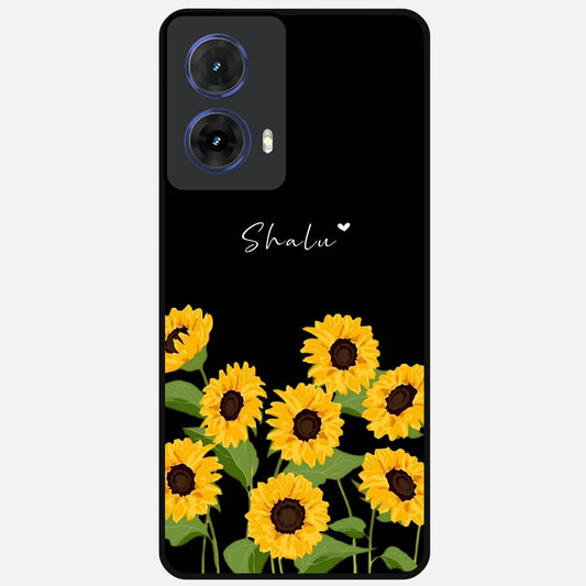  Sunflower Sky Bloom Glass Case For Moto G85 back cover – full design glossy printed glass finish