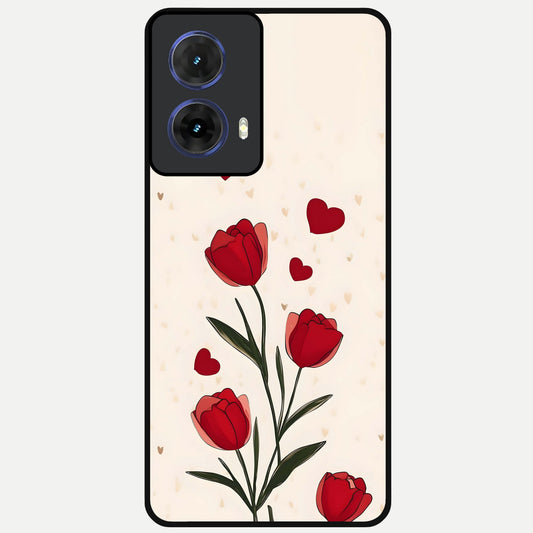  Tulip With Heart Glass Case For Moto G85 back cover – full design glossy printed glass finish