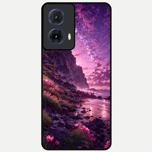  Twilight Blossom Coast Glass Case For Moto G85 back cover – full design glossy printed glass finish