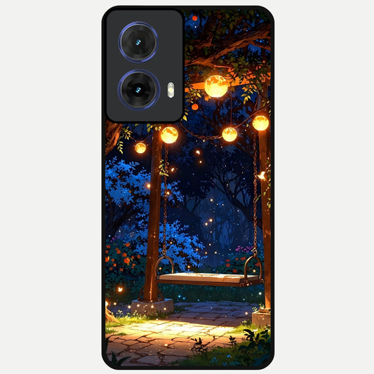  Twilight Garden Swing Glass Case For Moto G85 back cover – full design glossy printed glass finish