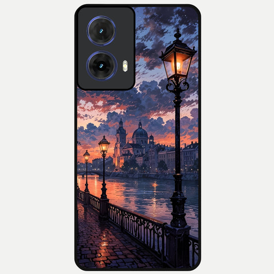  Twilight River Lights Glass Case For Moto G85 back cover – full design glossy printed glass finish