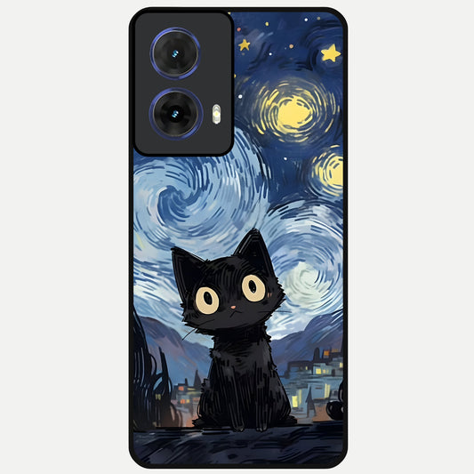  Van Gogh Cat Glass Case For Moto G85 back cover – full design glossy printed glass finish