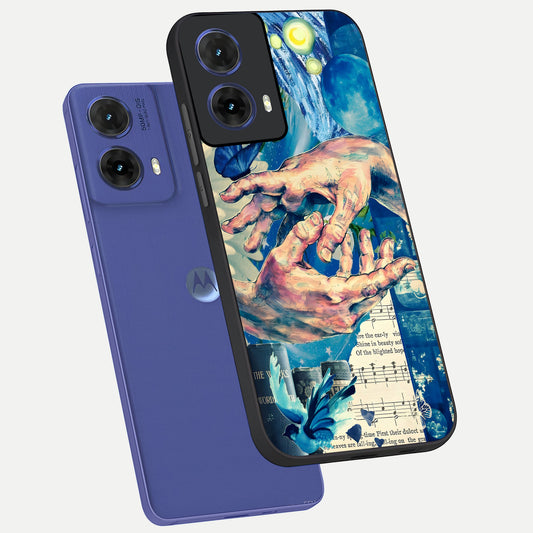  Aesthetic Divider phone case For Moto G85 showing premium glass back cover with detailed artwork