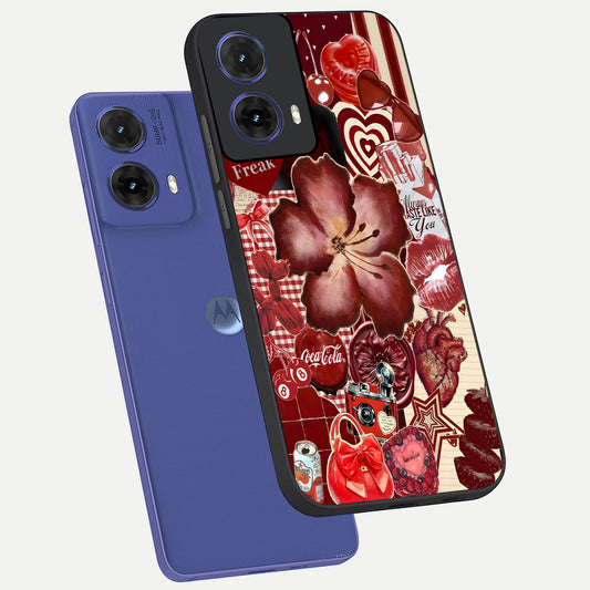  Aesthetic Little Freak phone case For Moto G85 showing premium glass back cover with detailed artwork