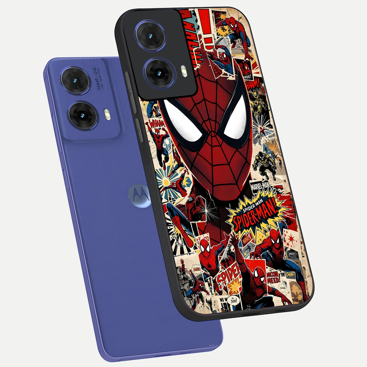  Aesthetic Wonder Spider phone case For Moto G85 showing premium glass back cover with detailed artwork