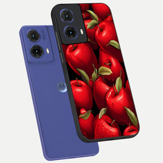  Apple Pattern phone case For Moto G85 showing premium glass back cover with detailed artwork