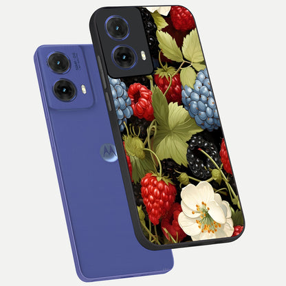  Berry Bloom Charm phone case For Moto G85 showing premium glass back cover with detailed artwork