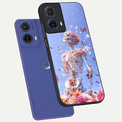  Bloom Beyond Bones phone case For Moto G85 showing premium glass back cover with detailed artwork