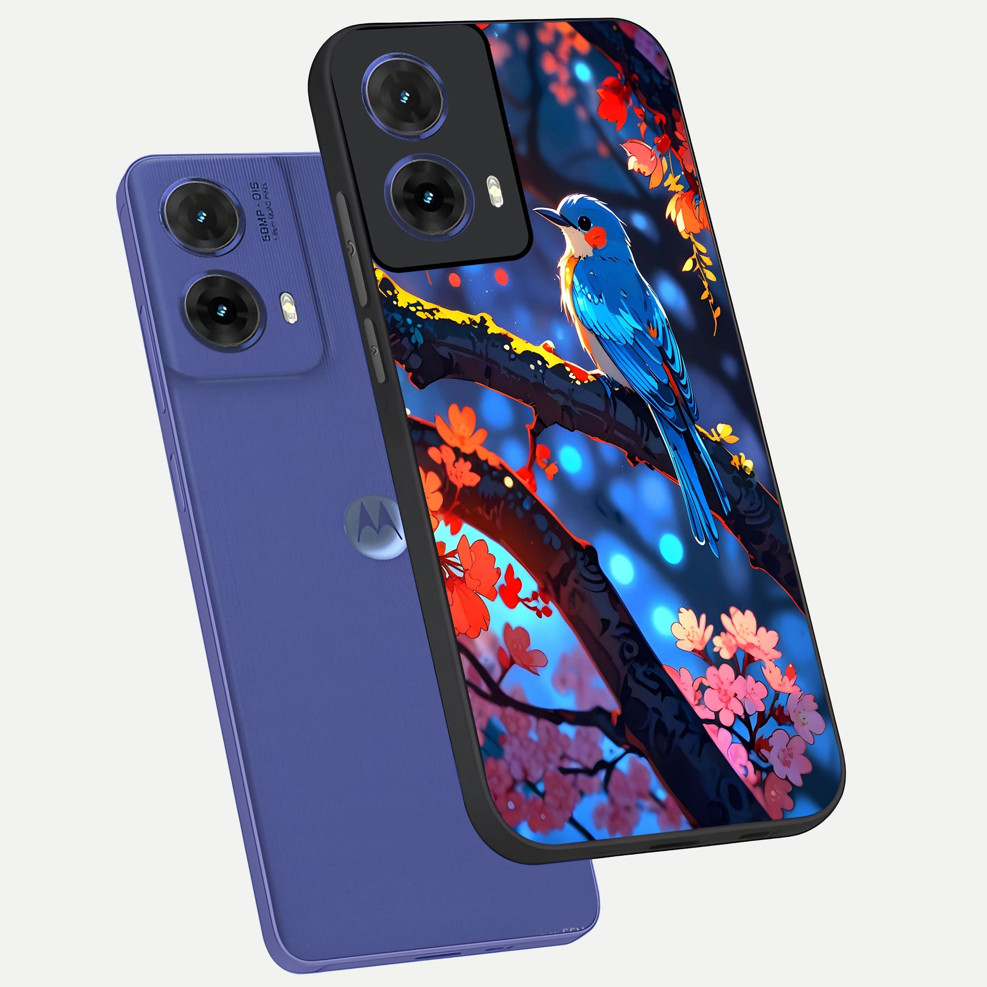  Blooming Water Drift phone case For Moto G85 showing premium glass back cover with detailed artwork