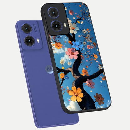 Blossom Dream Sky phone case For Moto G85 showing premium glass back cover with detailed artwork