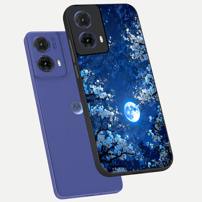  Blossom Moonlight Sky phone case For Moto G85 showing premium glass back cover with detailed artwork