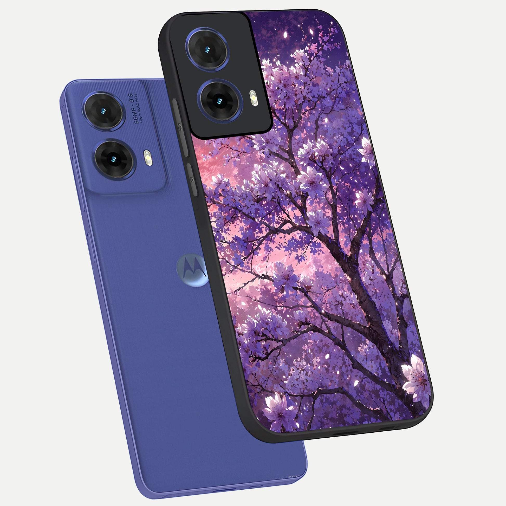  Blossom Tree phone case For Moto G85 showing premium glass back cover with detailed artwork