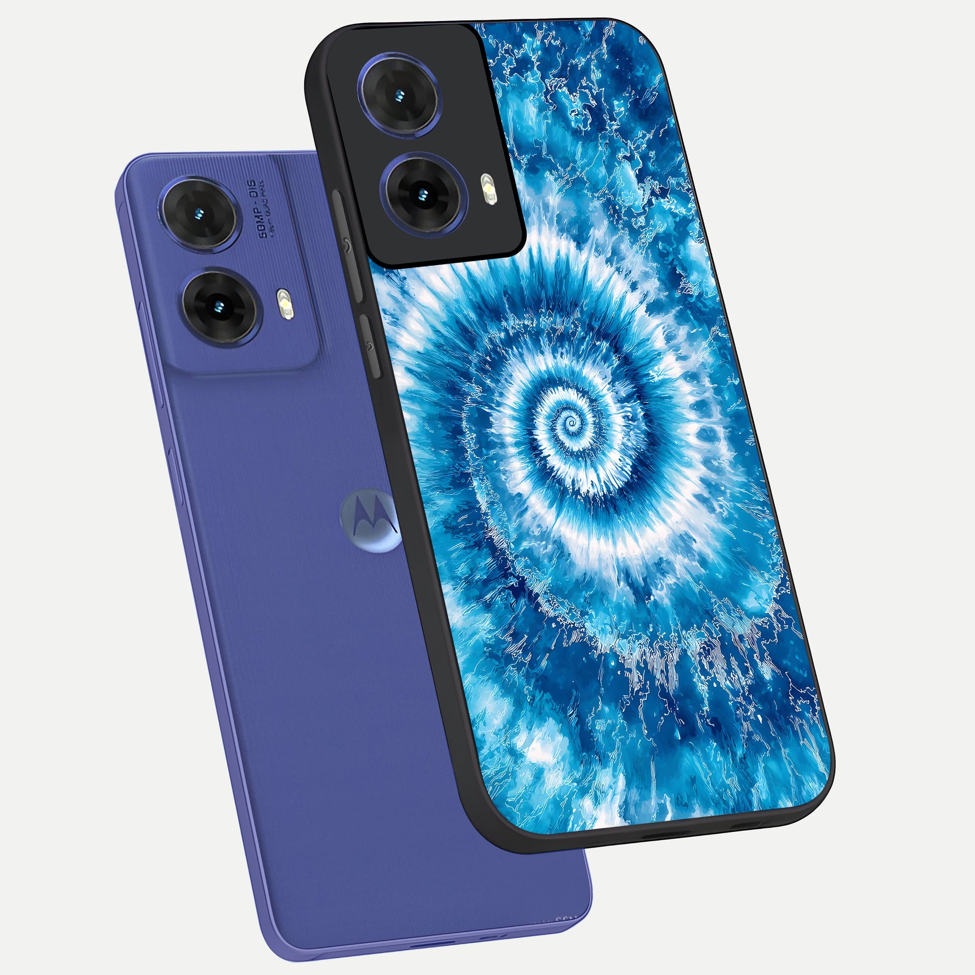 Blue Galaxy Wave phone case For Moto G85 showing premium glass back cover with detailed artwork