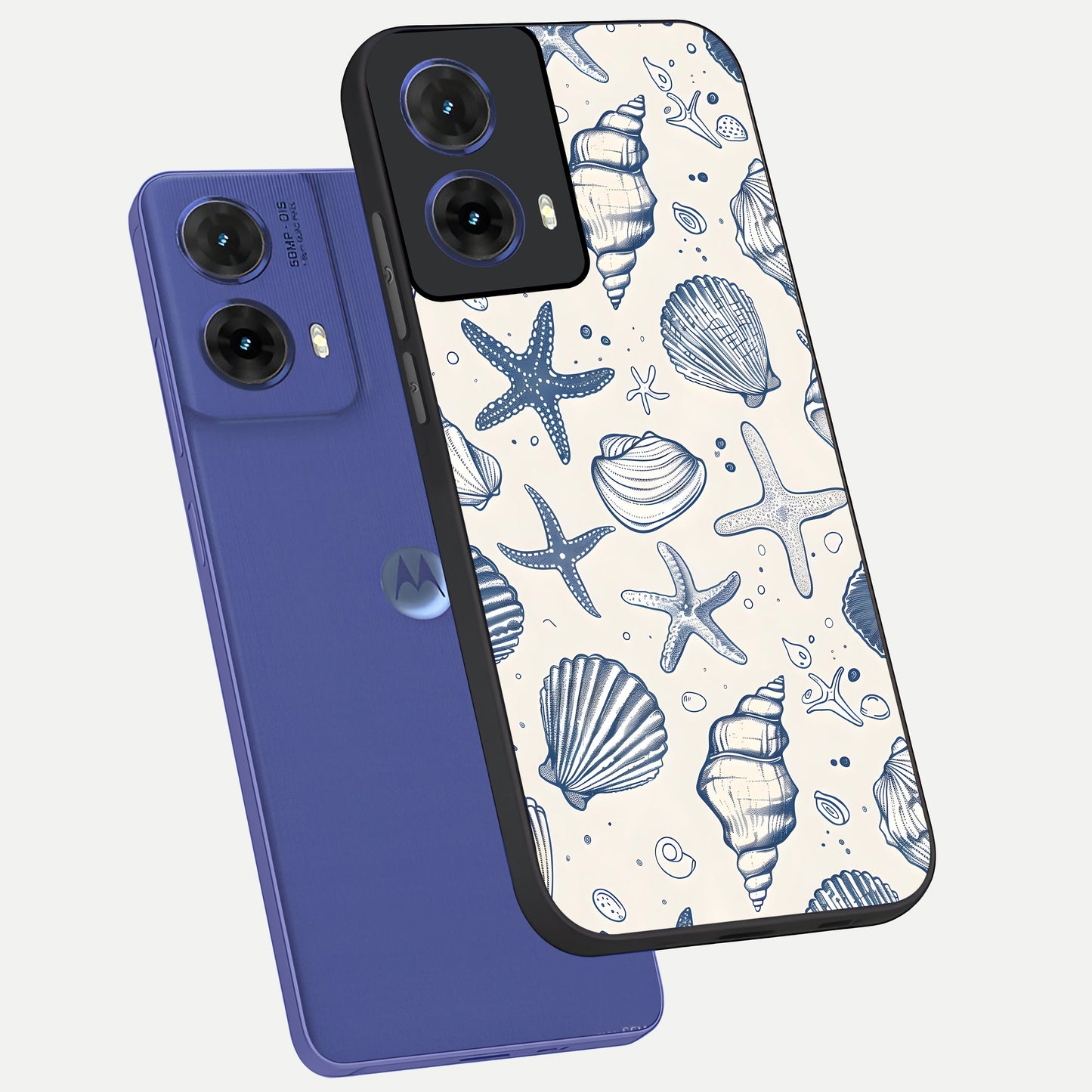  Blue Ocean Outline phone case For Moto G85 showing premium glass back cover with detailed artwork
