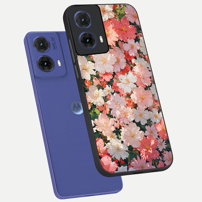  Blush Bloom Field phone case For Moto G85 showing premium glass back cover with detailed artwork