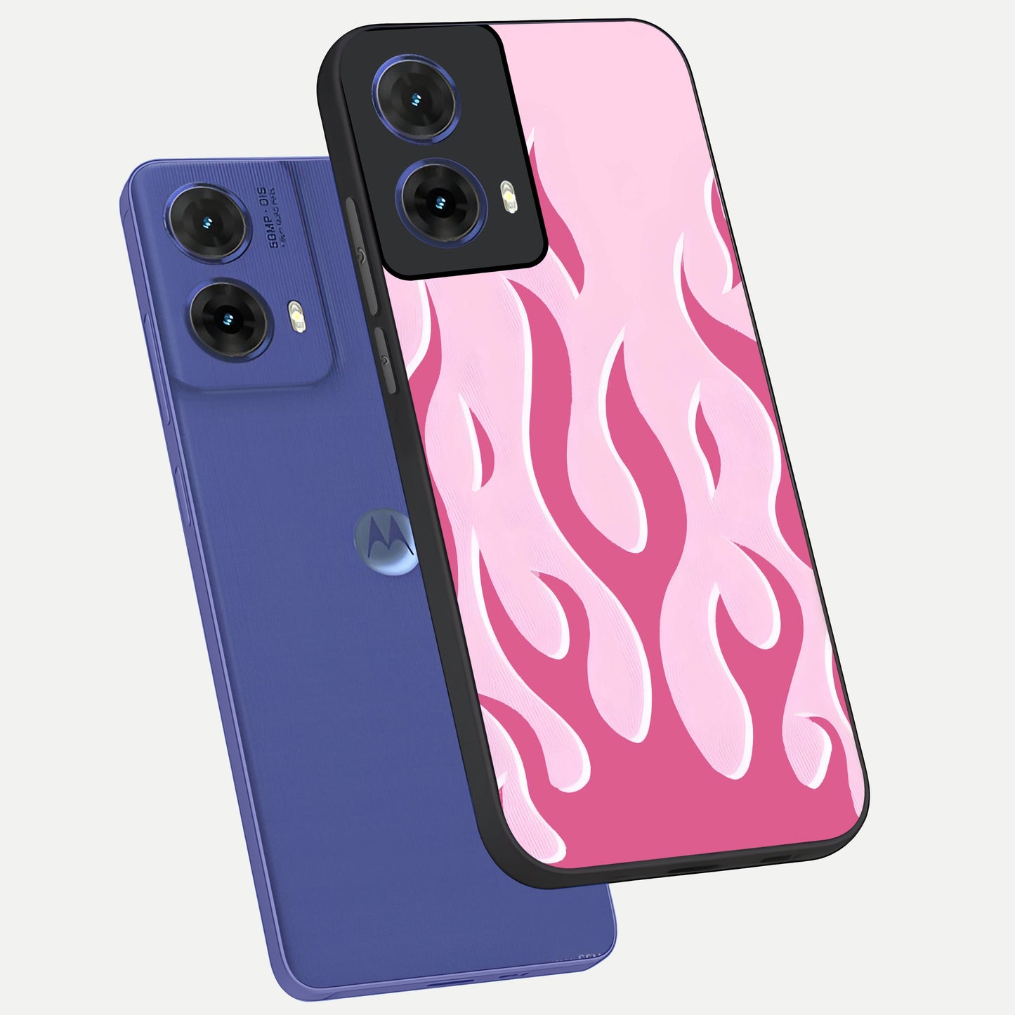  Blush Flame Energy phone case For Moto G85 showing premium glass back cover with detailed artwork