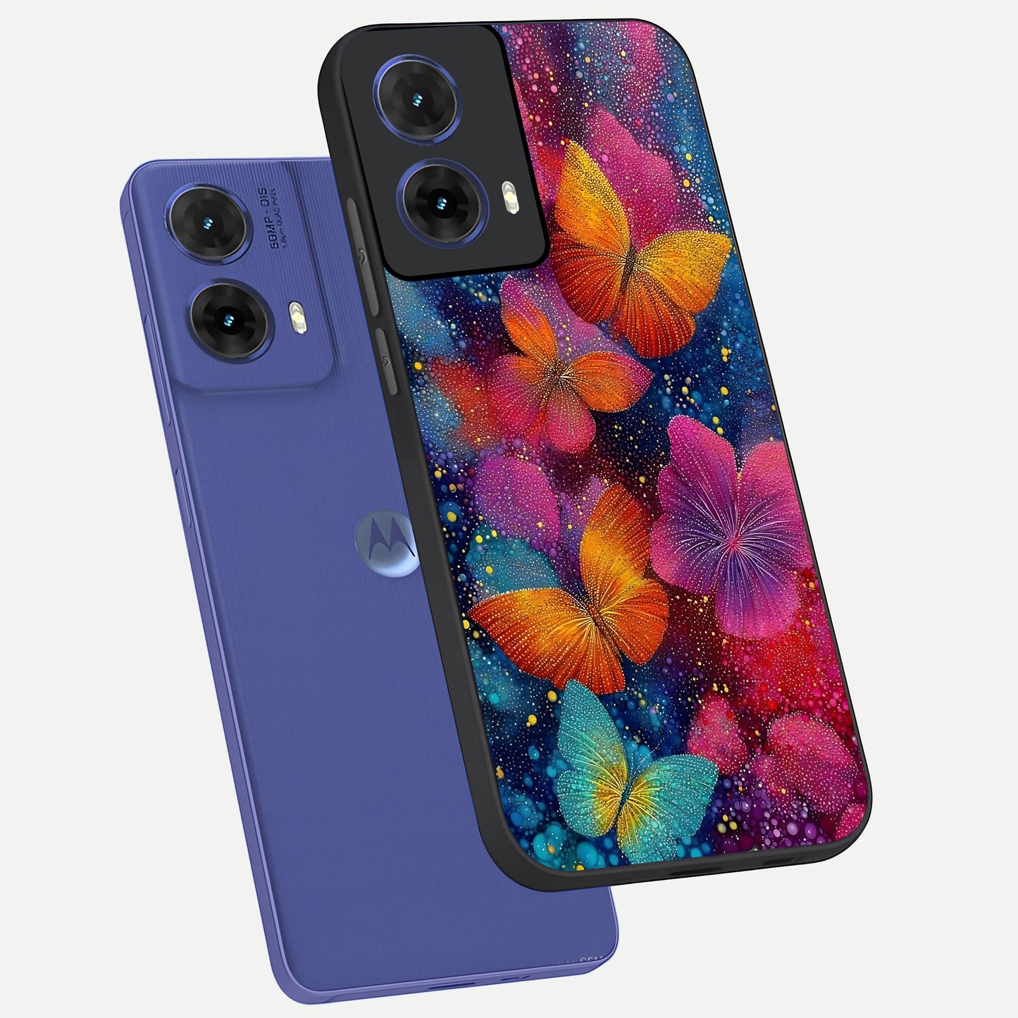  Butterfly Dream Mist phone case For Moto G85 showing premium glass back cover with detailed artwork